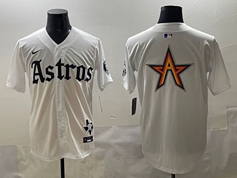 Men 2025 Houston Astros Blank White Five generations Joint Name Nike MLB Jersey style 14->houston astros->MLB Jersey